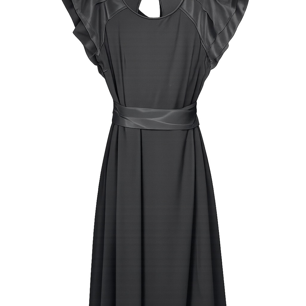 NUE by Shani Elegant Black Ruffle-Sleeve Women's Dress